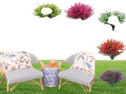 Flores decorativas coronas de flores 1pc jardín de lavanda artificial al aire libre arbustos falsos resistentes a los rayos UV de alta calidad Decorati3575265