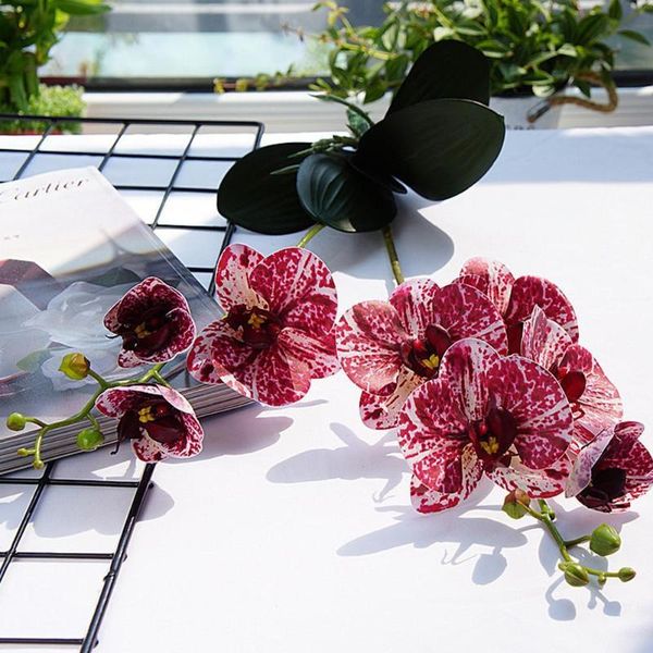 Couronnes de fleurs décoratives 1pc artificielle Phalaenopsis papillon orchidée faux Silicone PU Real Touch mariage décor à la maison plantes cadeaux
