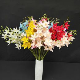 Decoratieve bloemen kransen 1 st cattleya kunstmatige bloemboeket lange tak nep diy bruiloft feestdecoratie bloemen