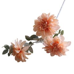 Couronnes de fleurs décoratives 1 pièce Simulation camomille sans décoloration fausse soie 3 têtes plante de fleur de Dahlia artificielle pour cadeau décoration de la maison