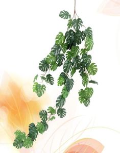 Couronnes de fleurs décoratives 1 pièce Simulation rotin artificiel petites feuilles de Monstera tenture murale guirlande de feuilles de vigne plantes Decorati7332535