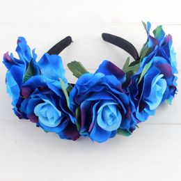 Decoratieve bloemen kransen 1 stks hoofdband hoofd gesp rose ronde diy haar bruids accessoire zijden scrapbooking cadeau kunstmatig