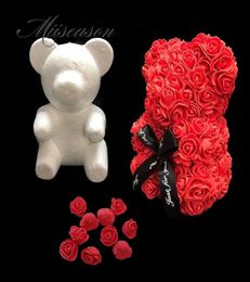 Fleurs décoratives couronnes 1pcs modélisation en polystyrène en polystyrène mousse blanche moule ours en peluche pour les cadeaux de la Saint-Valentin039