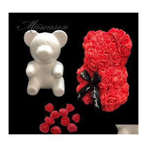 Couronnes de fleurs décoratives 1pcs modélisation polystyrène polystyrène mousse blanche ours moule nounours pour cadeaux de Saint Valentin fête d'anniversaire Dhenv