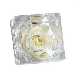 Couronnes de fleurs décoratives 1pcs fleur de rose préservée avec boîte pour la Saint-Valentin anniversaire anniversaire blanc drop livraison maison jardin Dhcbi