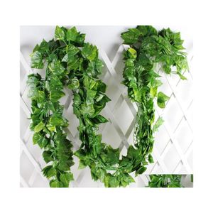 Decoratieve bloemen kransen 2.1m 12 stks Home Decor Kunstmatig Ivy Leaf Garland planten Vine nep gebladerte per groene krans Drop Dhkcl