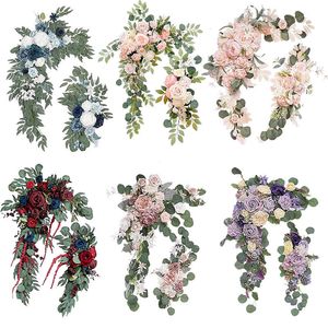 Guirlandes de Fleurs Décoratives 2 Pcs Artificielle Arche de Mariage Kit de Fleurs Guirlandes de Fleurs de Mariage Soie Pivoine Fleur Swag Signe de Bienvenue Floral pour Cérémonie Fête 230728