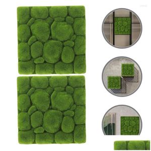 Couronnes de fleurs décoratives 2 pièces mousse flocage Simation mousse fond vert mur fausse herbe décor faux panneau artificiel Micro Scen Dhx7G