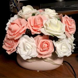 Fleurs décoratives couronnes 20/25 / 30pcs 8cm Fake Rose Bouquet artificiel Mousse Engagement nuptial de mariage décoration de mariage DIY DÉCORATIV