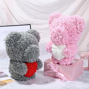 Decoratieve Bloemen Kransen 2023 Staande Rozenbeer Kunstmatige Teddy Met Hart Voor Valentijnsdag Verjaardag Geschenken Vriendin