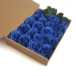 Couronnes de fleurs décoratives 20pcs 15color bricolage bouquet de mariage rose artificielle avec boîte de rangement en soie fausse fleur PE mousse voiture 221122