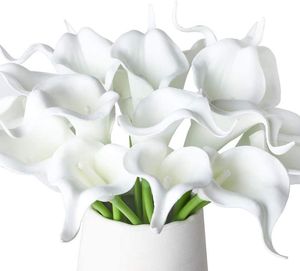 Dekorative Blumenkränze, 20 Stück, Calla-Lilien, künstlicher weißer Hochzeitsstrauß, künstlich, fühlt sich echt an, Latex, für Zuhause, Geburtstag, Party, Dekoration, dekorativ