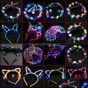 Couronnes De Fleurs Décoratives 20 Pcs Guirlande De Fleurs Bandeau Led Lumière Couronne Lumineuse Filles Cheveux Guirlande Partie Casque Pâques Bdesybag Dhevo