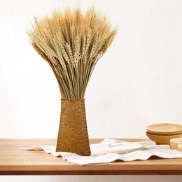 Flores decorativas Guirnaldas 23 cm Tallos de trigo secos reales Ramo de flores naturales para el banquete de boda Hogar Decoración de mesa de cocina Artesanía DIY S