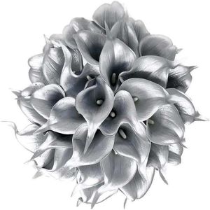 Couronnes de fleurs décoratives 24 pièces fleur artificielle PU Mini Calla Lily pour mariage bouquets de mariée faux décor à la maison arrangement en pot