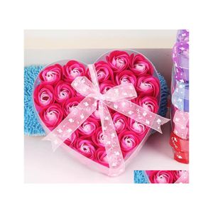 Couronnes De Fleurs Décoratives 24 Pcs / Boîte Savon En Forme De Coeur Rose Fleur Cadeau Boxrose Tête Affichage Reative Fête Des Mères Saint Valentin Soap1 Dhlhj