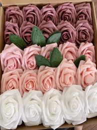 Couronnes de fleurs décoratives 25 / 50pcs 7cm Bouquets de mariée rose artificiels pour le mariage décorations de fête à la maison en plein air S9884862