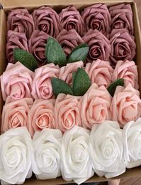 Couronnes de fleurs décoratives 25 / 50pcs 7cm Bouquets de mariée rose artificielle PE pour le mariage Décorations de fête à la maison en plein air S6133646