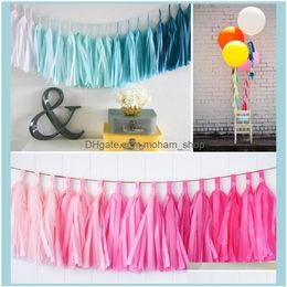 Guirnaldas de flores decorativas 25 cm 10 pulgadas borlas flores de papel de seda Garland Banner Bunting Flag Party Deco337C