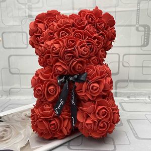 Decoratieve bloemen kransen 25 cm hoge rozen beren valentijnsdag teddyberen 14 kleuren vakantie hoog grade diy geschenken kerstcadeau bruiloft decoratie hkd230818