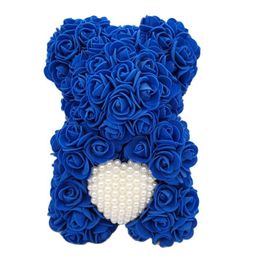 Guirnaldas de flores decorativas 25 cm Oso rosa con corazón de perla Regalos del día de la madre de San Valentín Decoración de la fiesta de cumpleaños de la boda de la flor