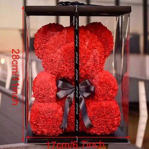 Decoratieve Bloemen Kransen 25cm Teddybeer Rose Kunstmatige Voor Vrouwen Valentines Bruiloft Verjaardagscadeau Verpakking Home Decor Dropship