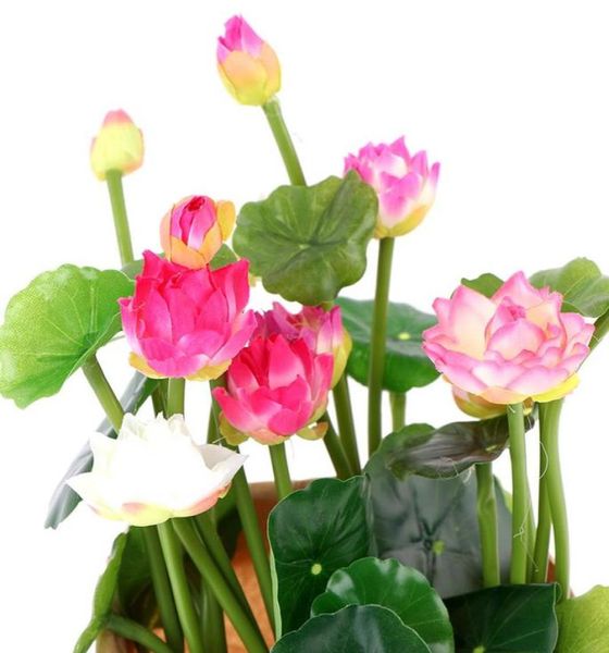 Fleurs décoratives couronnes 27 cm de long Lotus Couleur mixte Fleur artificielle Fleur réelle Lily Micro Paysage pour Mariage Pond GA2058367