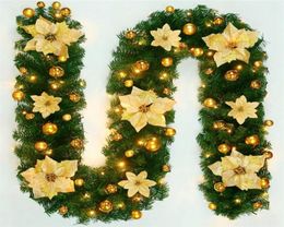 Fleurs décoratives Couronnes 27m Décoration de Noël Couronne LED Roard Garland Green Artificiel de Noël Banner d'arbre 2209213887669