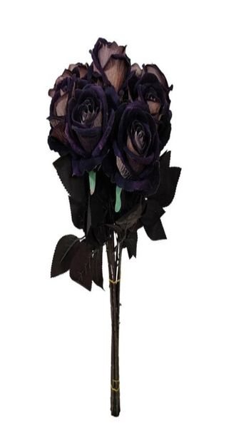 Fleurs décoratives couronnes 27re artificiel noire rose simple tige simple faux velours soyeux bouquet réaliste6381321