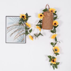 Decoratieve bloemen kransen 2 m kunstmatige bloeiende zonnebloemen rattan boeket daisy home tuin trouwtafel diy simulatie accessoires dec
