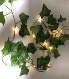 Fleurs décoratives couronnes 2m feuilles LED Fairy String Lights Ivy Leaf Garland Party Garden Decor Lamp Beautiful8242282