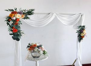 Fleurs décoratives couronnes 2pc de mariage d'automne arc en fond de décoration murale road artificiel rangée de bienvenue signe Corner Pographie Pro9965806