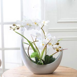 Couronnes de fleurs décoratives 2pcs orchidée papillon en soie à 8 têtes 17 couleurs pour la décoration intérieure vases plantes de mariage boîtes de cadeaux de noël artificielles