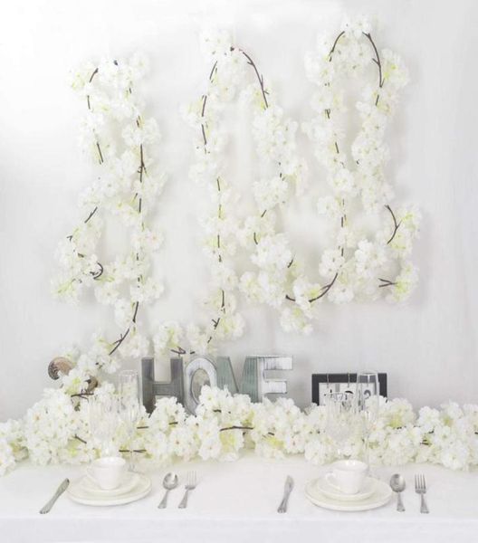 Guirnaldas de flores decorativas 2 uds., flor de cerezo artificial, vid, pétalo blanco, guirnalda de plantas para siempre para decoración del hogar, boda Pa8645435