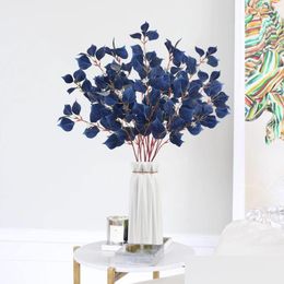 Couronnes de fleurs décoratives 2 pièces feuilles d'eucalyptus longues bleues tiges de verdure artificielles fausses branches de plantes pour l'arrangement floral à la maison Dh8Tb