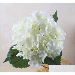 Guirnaldas de flores decorativas 300 piezas 55 cm Cabeza de flor de hortensia artificial Seda falsa Hortensias de un solo toque real 15 colores para Weddi Dh7Ve