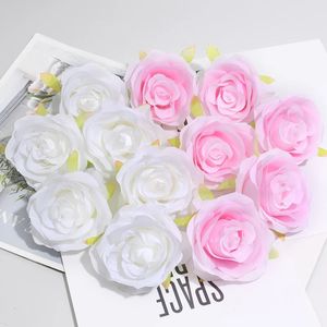 Decoratieve Bloemen Kransen 30 stks/7-8 cm Witte Roos Kunstzijde Bloemhoofdjes DIY Bruiloft Thuis Verjaardagsfeestje Decoratie Krans Scrapbooking Nep Bloemen 231205