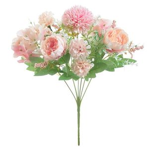 Decoratieve bloemen kransen 32cm rose roze zijde pioen kunstmatige bruid boeket 7 hoofden nep voor thuis bruiloft decoratie indoor