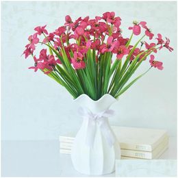 Couronnes de fleurs décoratives 34 cm en plastique à 5 broches violettes 10 pièces artificielles faux bouquet de mariée accessoires de décoration de la maison livraison directe Dheod