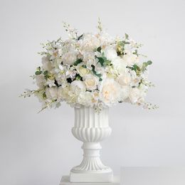 Couronnes de fleurs décoratives 35 cm grande table de fleurs artificielles pièce maîtresse décor de mariage route plomb bouquet soie rose pivoine homefavor Dhnbt