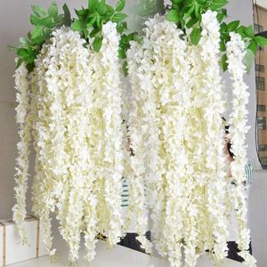 Couronnes de fleurs décoratives 36 paquets de glycines artificielles en gros pour la décoration de mariage à la maison guirlande suspendue vigne de lierre 230608