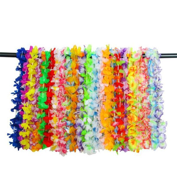 Guirnaldas de flores decorativas, 36 unidades/paquete, suministros para fiestas Hawaii Lei Luau, collar de guirnaldas, disfraces coloridos, suministros divertidos para la playa, decorativos