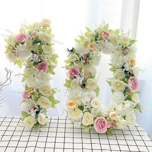 Decoratieve bloemen kransen 3D bloemen rozenbrieven nummer voor baby shower verjaardag decoratie creatief kunstmatig bloemenwandfeest evenement w