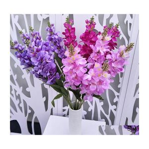 Decoratieve bloemen kransen 3 stcs simatie hyacinth delphinium kunstmatige bloem huis woonkamer bruiloft muur po rekwisieten nep planten dhwqb