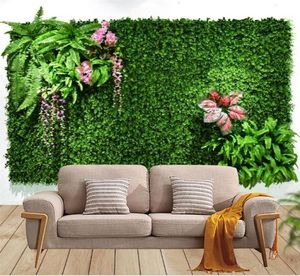 Decoratieve bloemen kransen 40x60 cm groene kunstmatige planten wandpaneel plastic buiten gazons tapijtdecor Home Wedding achtergrond P9159690