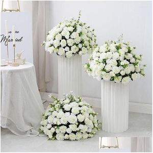 Guirnaldas de flores decorativas 45 cm-70 cm personalizado gran bola de flores artificiales mesa de boda centros de mesa soporte decoración estante geométrico parte dhflu