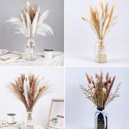 Couronnes de fleurs décoratives 45 cm queue séchée naturelle fleur Pampas herbe Bouquet Po accessoires Flores bricolage maison chambre bureau romantique mariage déco