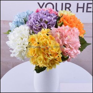 Decoratieve bloemen kransen 47 cm kunstmatige hortensia kop nep zijden single real touch hydrangeas 8 kleuren voor bruiloft centerpieces p dh61g