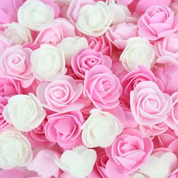 Couronnes De Fleurs Décoratives 50/100/200Pcs 3.5cm PE Mousse Rose Tête Fleur Artificielle Pour Mariage Fête D'anniversaire Décor Guirlande Maison DIY Artisanat