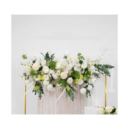 Decoratieve bloemen Kransen 50/100 cm DIY Wedding Bloemwandarrangement Leveringen Silk Rose Hydrangea Artificial Row Decor Iron Arc DHHV1